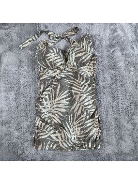 Marilyn Monroe Womens Small Swimwear Gray Halter One-Piece Swimsuit Cover NEW